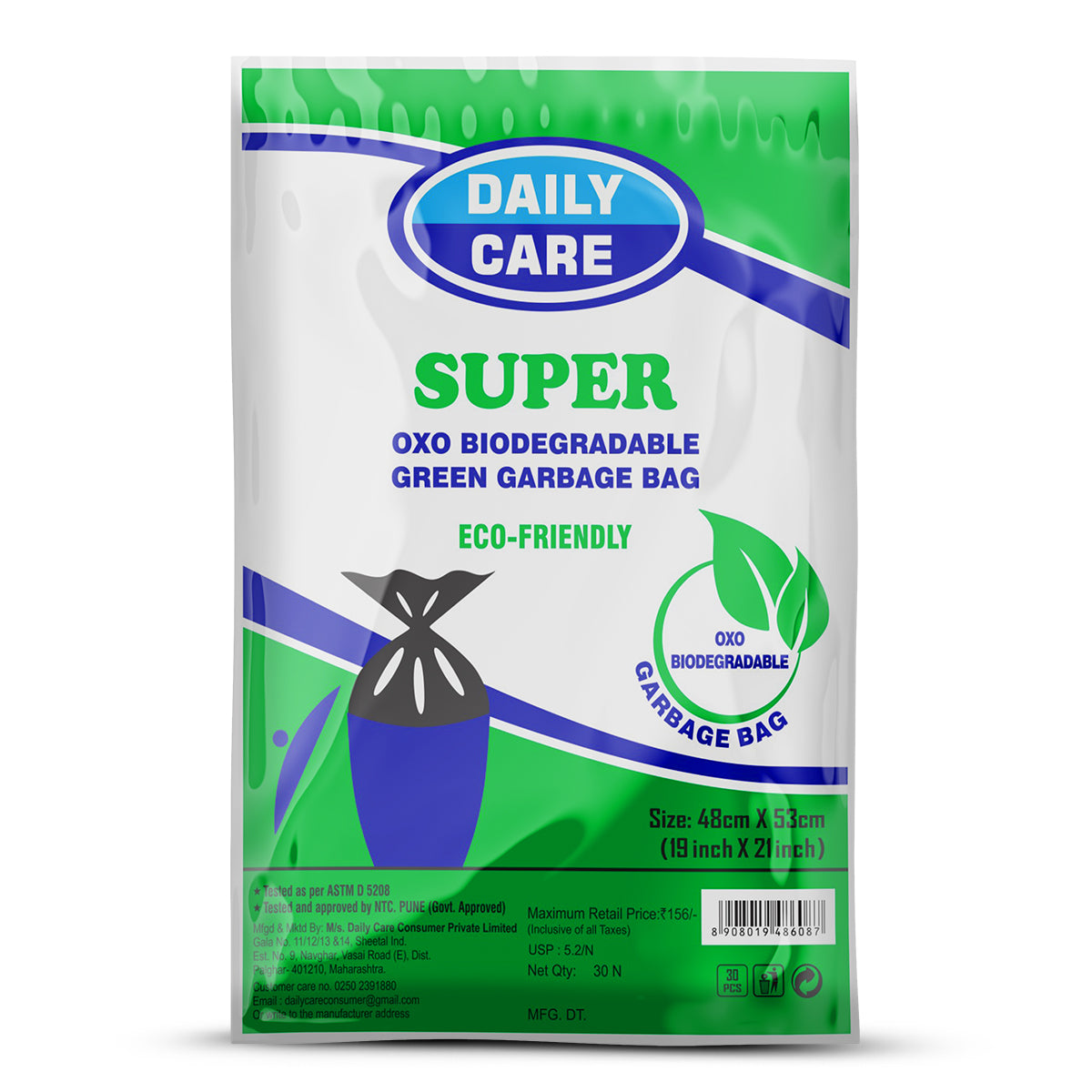 SUPER OXO BIODEGRADABLE GREEN GARBAGE BAG 19 *21