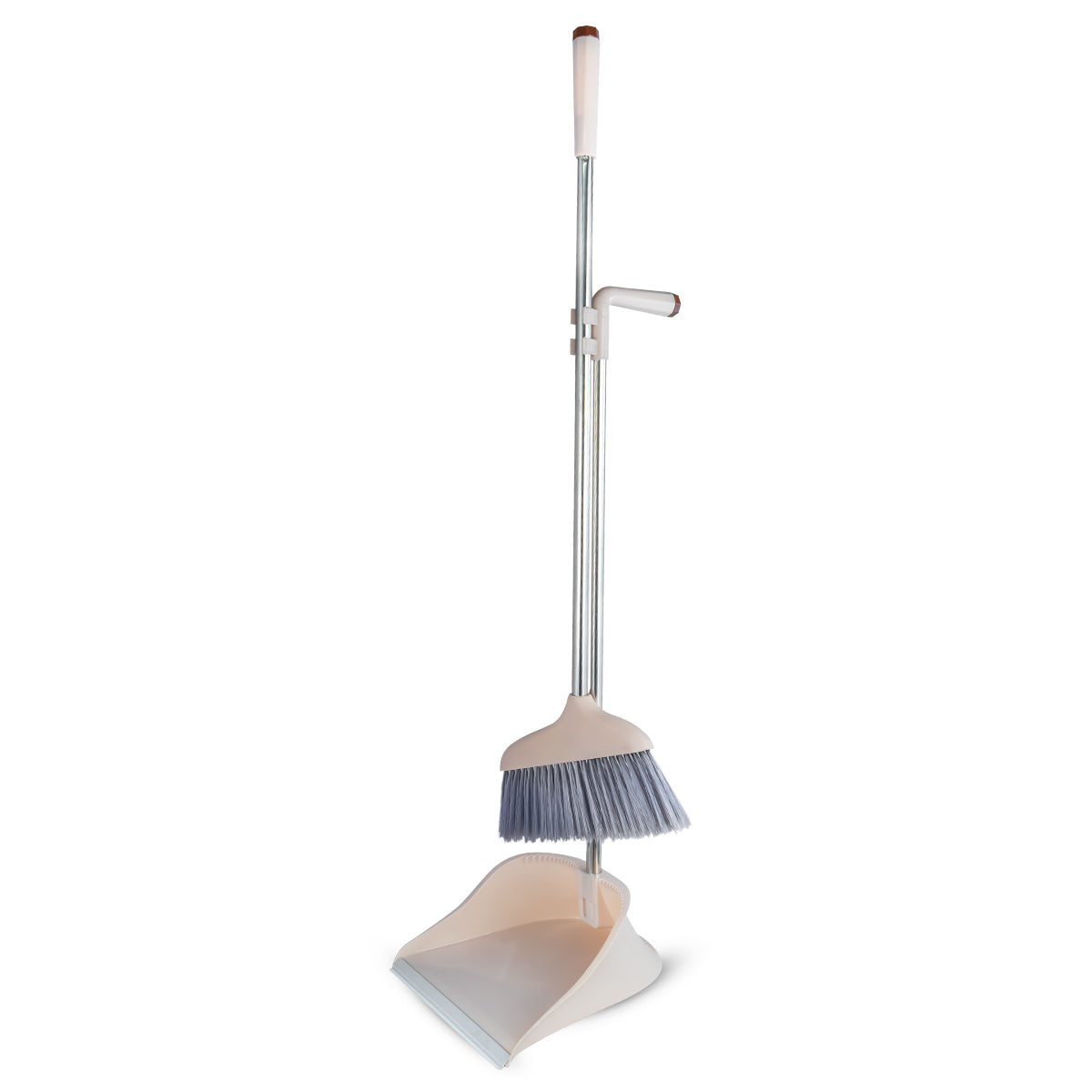 LONG STEEL HANDLE DUSTPAN WITH BRUSH