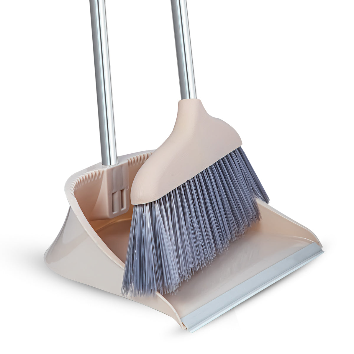 LONG STEEL HANDLE DUSTPAN WITH BRUSH