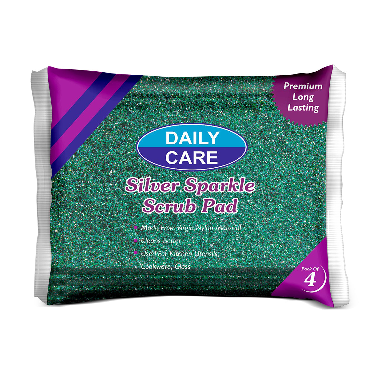 SILVER SPARKLE SCRUB PAD (PACK OF 4 PCS)