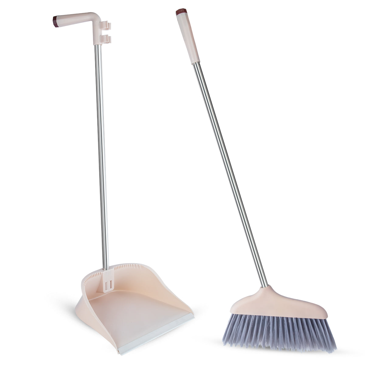 LONG STEEL HANDLE DUSTPAN WITH BRUSH
