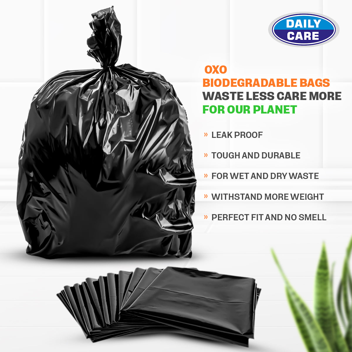 SUPER OXO BIODEGRADABLE GREEN GARBAGE BAG 21*21