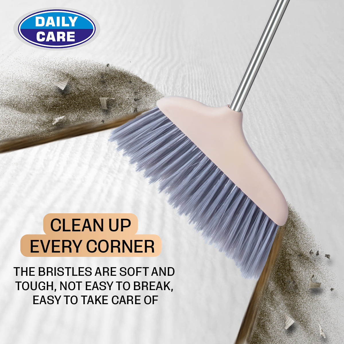 LONG STEEL HANDLE DUSTPAN WITH BRUSH