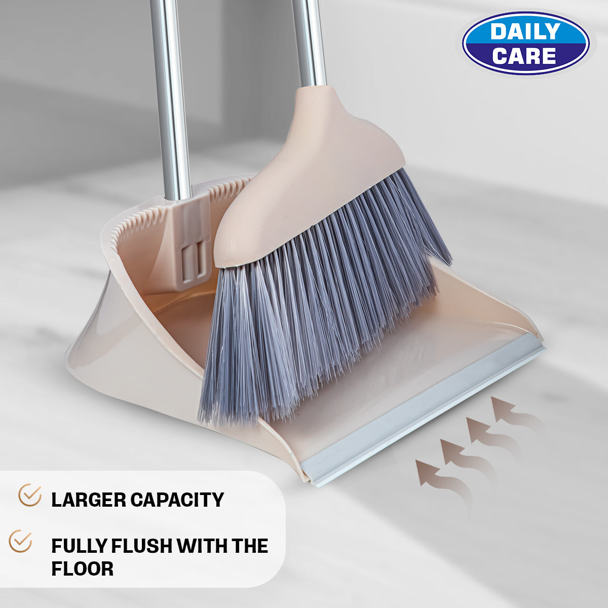 LONG STEEL HANDLE DUSTPAN WITH BRUSH