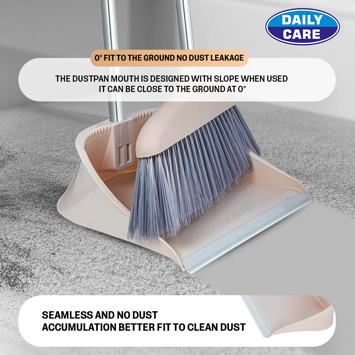 LONG STEEL HANDLE DUSTPAN WITH BRUSH