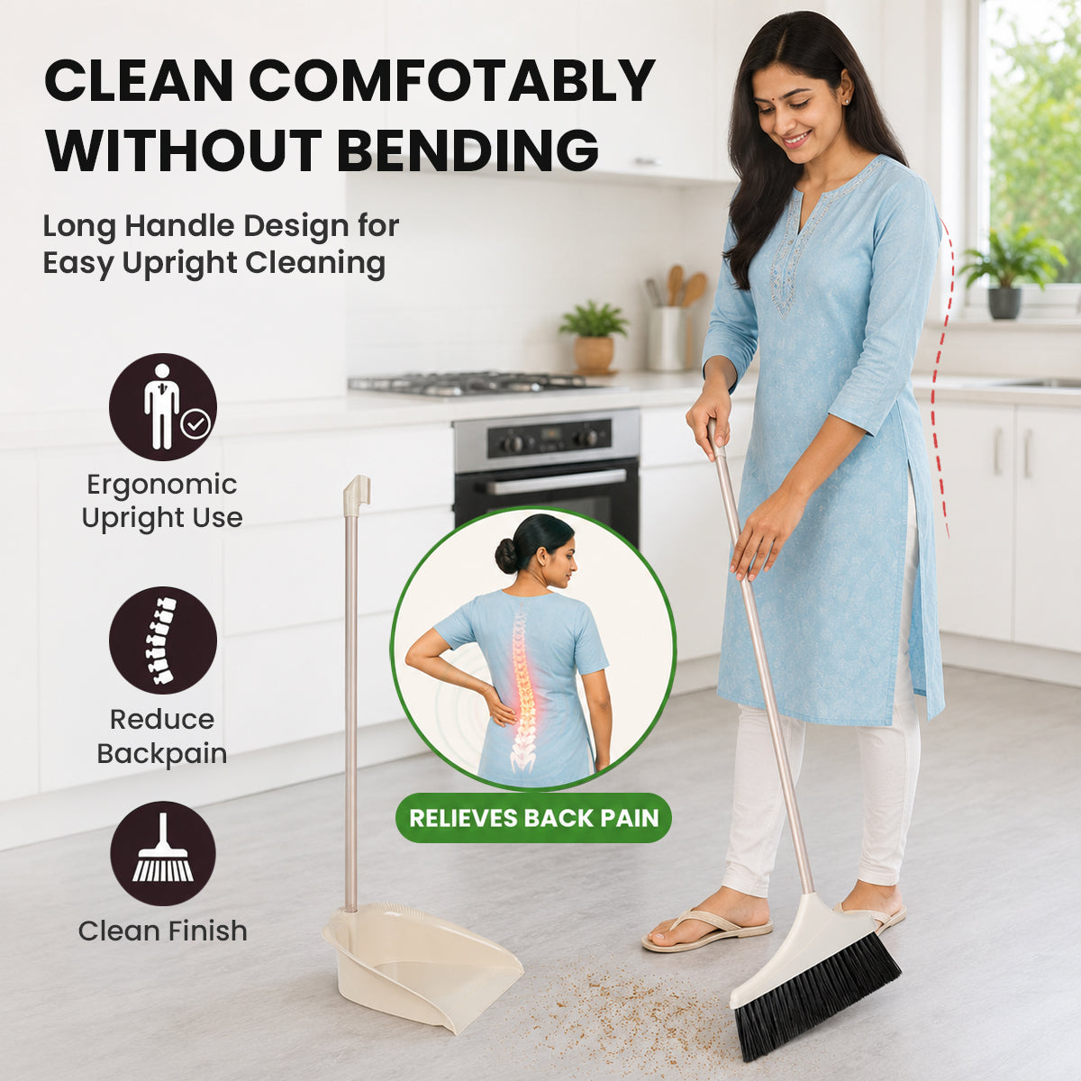 LONG HANDLE DUSTPAN WITH BRUSH